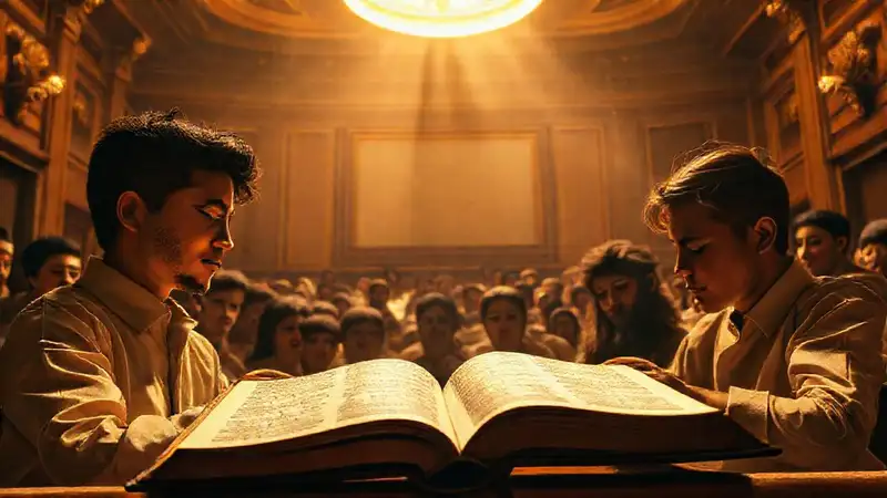 Biblia antigua iluminada en aula inspiradora
