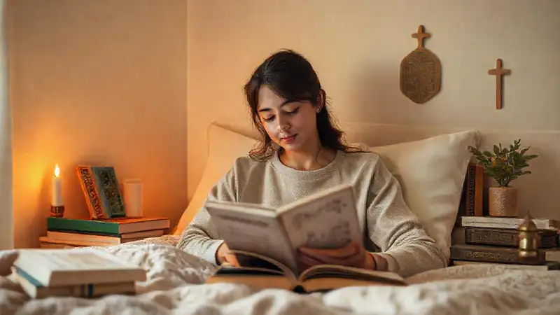 Estudiante tranquilo en un ambiente calmado y simple